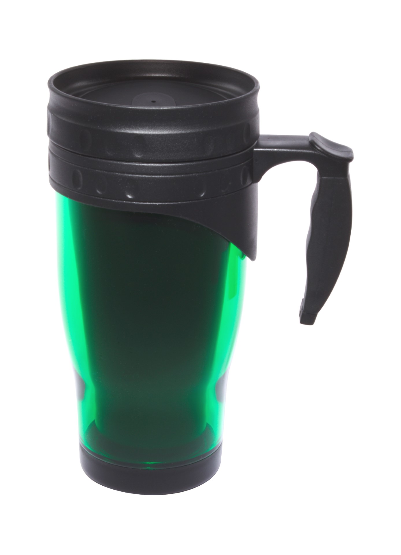 Small Scale) Little Monster, Green on Grey Travel Mug with Handle