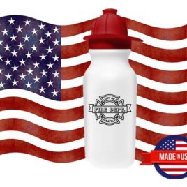 Bulk Custom Printed Water Bottle with Firefighter Helmet Cap