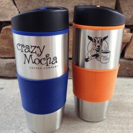 Hamster- Bulk Custom Printed 15oz Stainless steel, Plastic Lined with Colored Grip