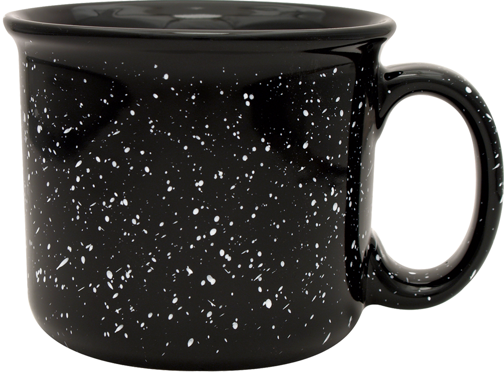 14oz Ceramic White Speckled Camping Mug