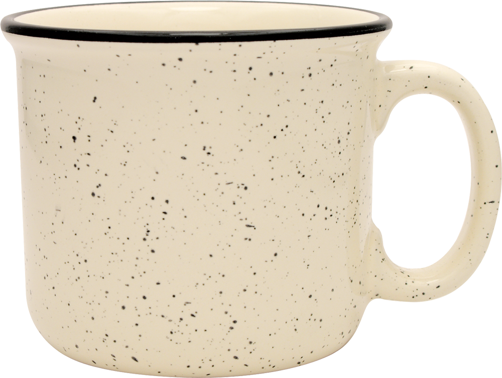 S'More Mug- Bulk Custom Etched 14oz Ceramic Speckled Glaze Camp Mug -  Campfire Premiums