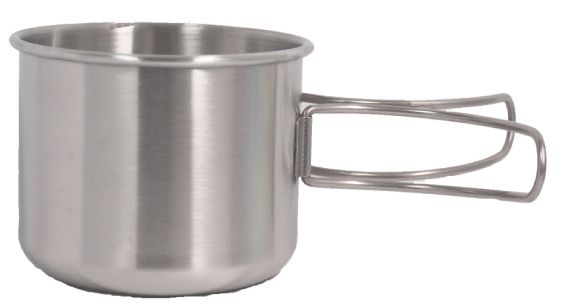 Knapsack- Bulk Custom Printed 15 Oz. Stainless Steel Camping cup/bowl  w/extended foldable handle