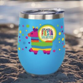 Begonia- Bulk Custom Full Color Printed 12oz Stainless Steel Stemless Wine Glass
