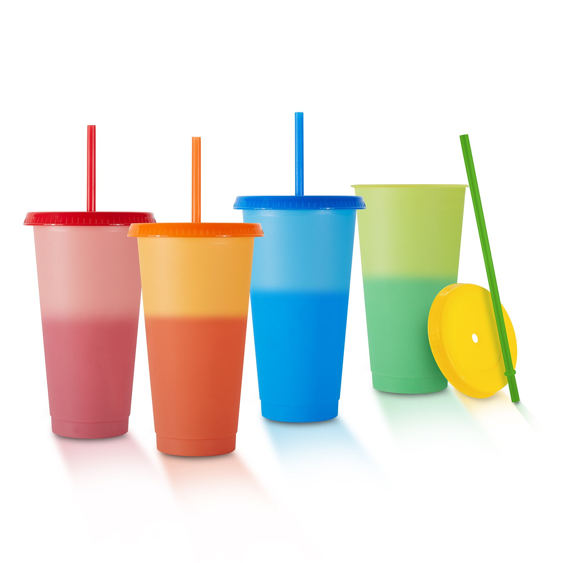 Cold Drink Tumblers 24oz Summer Coffee Tumblers with Straws Cleanser And Sponge Party Cup for Adults Kids Paten Color Changing Cups,Tumblers with Lids and Straws 