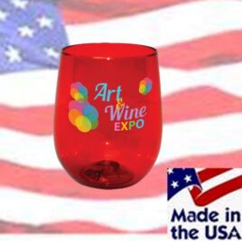 Bulk Full Color Printed 12oz Stemless Plastic Wine Glass