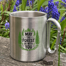 Bulk Custom Two Color Print 10oz Stainless Steel Camping Carabiner Mug