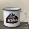 Campfire- Bulk 12oz White Enameled Steel Cup with Colored Rim- 3D logo