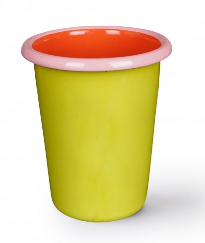 Chartreuse and Coral with Soft Pink Rim