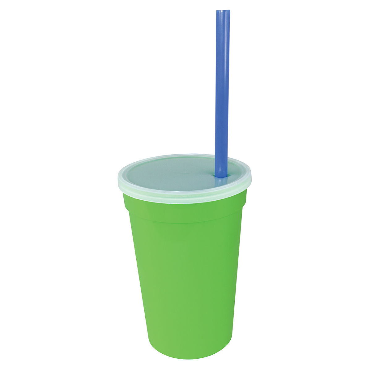Lime green with blue straw