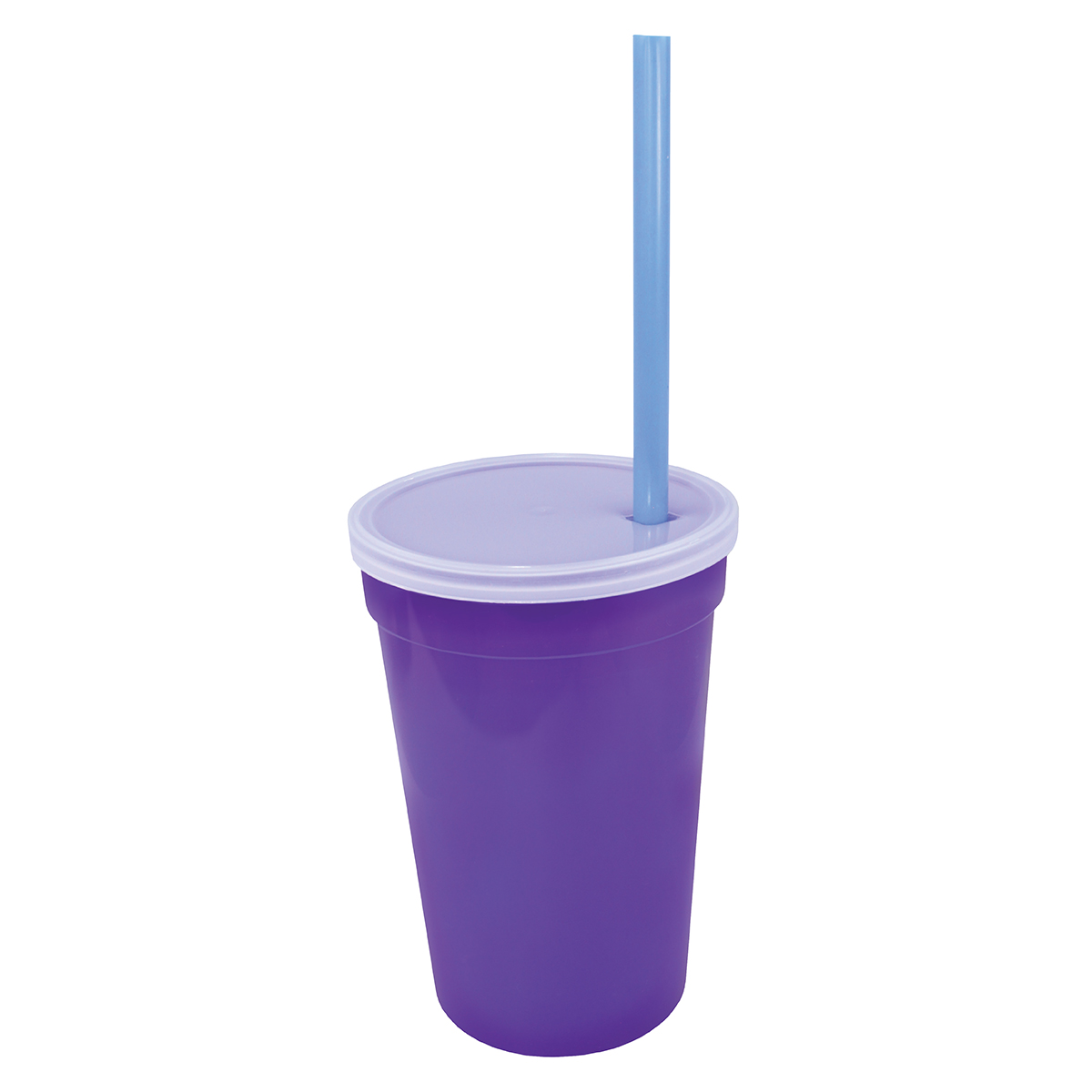Purple with blue straw