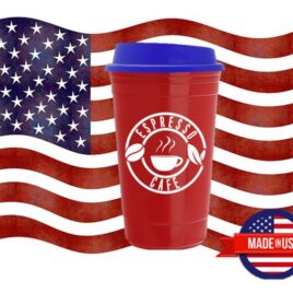 USA made Bulk Custom 16oz reusable tumbler coffee cup with lid
