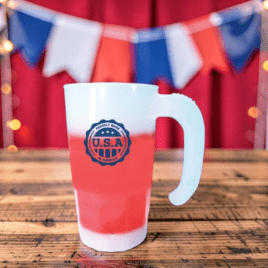 Bulk Custom Printed Color Change Stackable Beer Stein with Straw and Lid Made in the USA