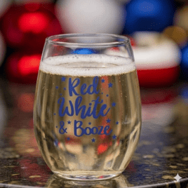 Bulk Custom Printed 15oz Stemless White Wine Glass Made in the USA