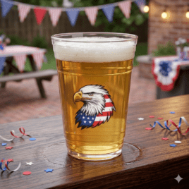 Bulk Custom Full Color Printed 16oz Clear Glass Fill Up Cup Made in the USA