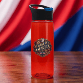 Bulk Custom Full Color Printed 26oz Bottle with Pop-Up Lid, MADE IN THE USA