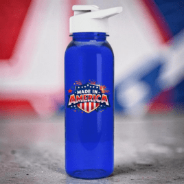 Gazelle- Bulk Custom Full color Printed 24oz Bottle with Drink-Thru Lid, MADE IN THE USA
