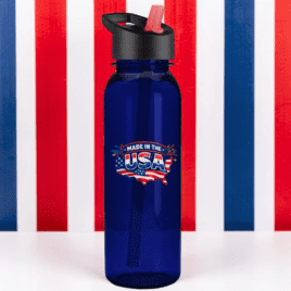 Bulk Custom Full Color Printed 24oz Bottle with Flip-Straw Lid, MADE IN THE USA